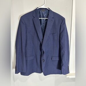 Lauren Ralph Lauren Blazer Men's 48R Navy Wool Notch Lapel Single Breasted Plaid
